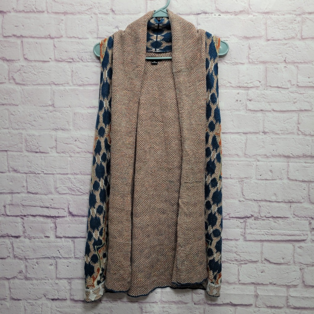 New Directions Soft Knit Patterned Cardigan Vest PS Lightwt Boho Cottage Cozy